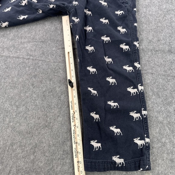 Abercrombie & Fitch Moose Pants Mens Medium Navy Print Lounge Sleep Cotton - Picture 12 of 14